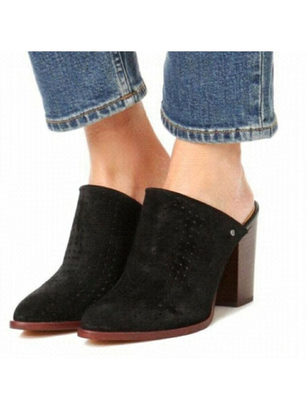 Sam Edelman Bates Perforated Suede Leather Mules/Slides